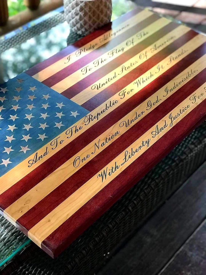 Pledge of Allegiance Engraved Flag