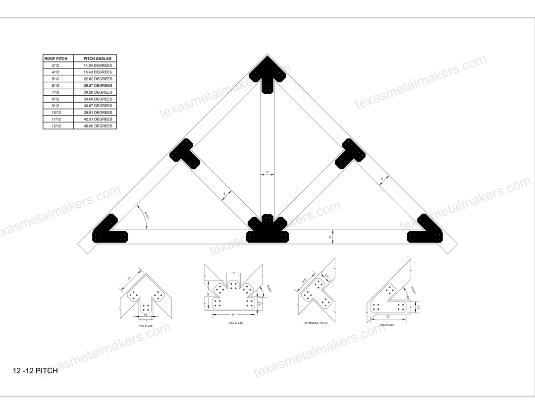 Chamfered Design Dog Eared Timber Truss Brackets for 8x8 Posts, 8" Timber Truss Brackets, 8x8 Fan Bracket