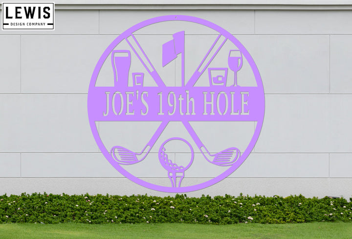 Golf 19th Hole Custom Name Metal Sign | Personalized Golf Bar Decor