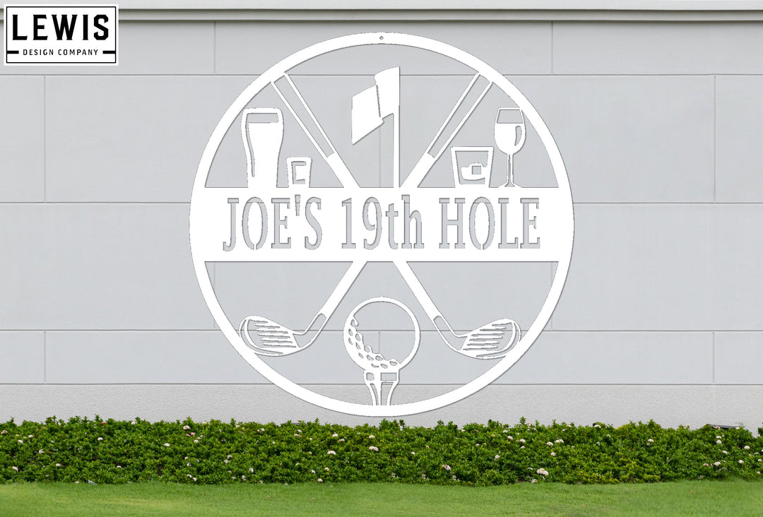 Golf 19th Hole Custom Name Metal Sign | Personalized Golf Bar Decor