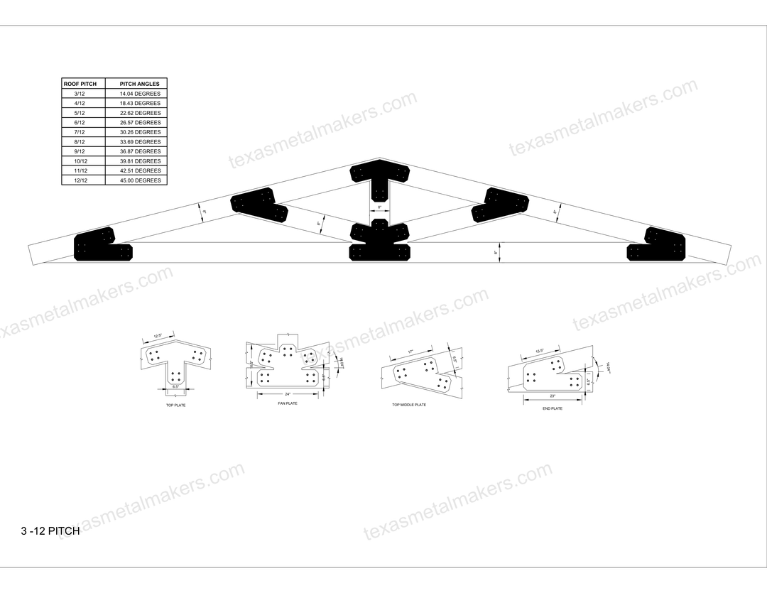 Chamfered Design Dog Eared Timber Truss Brackets for 8x8 Posts, 8" Timber Truss Brackets, 8x8 Fan Bracket
