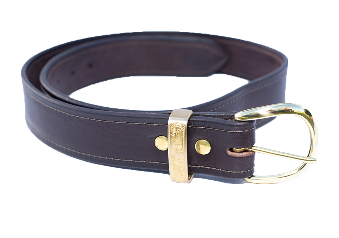 Leather Belt with Metal Belt Keeper Unisex