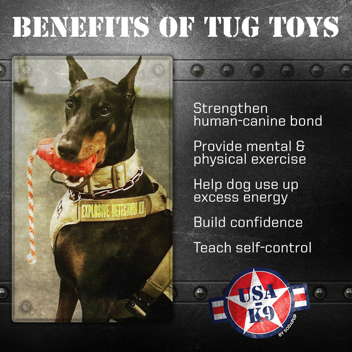 USA-K9 Grenade Shaped Rubber Dog Toy - Chew, Treat Dispenser &amp; Tug Toy | USA