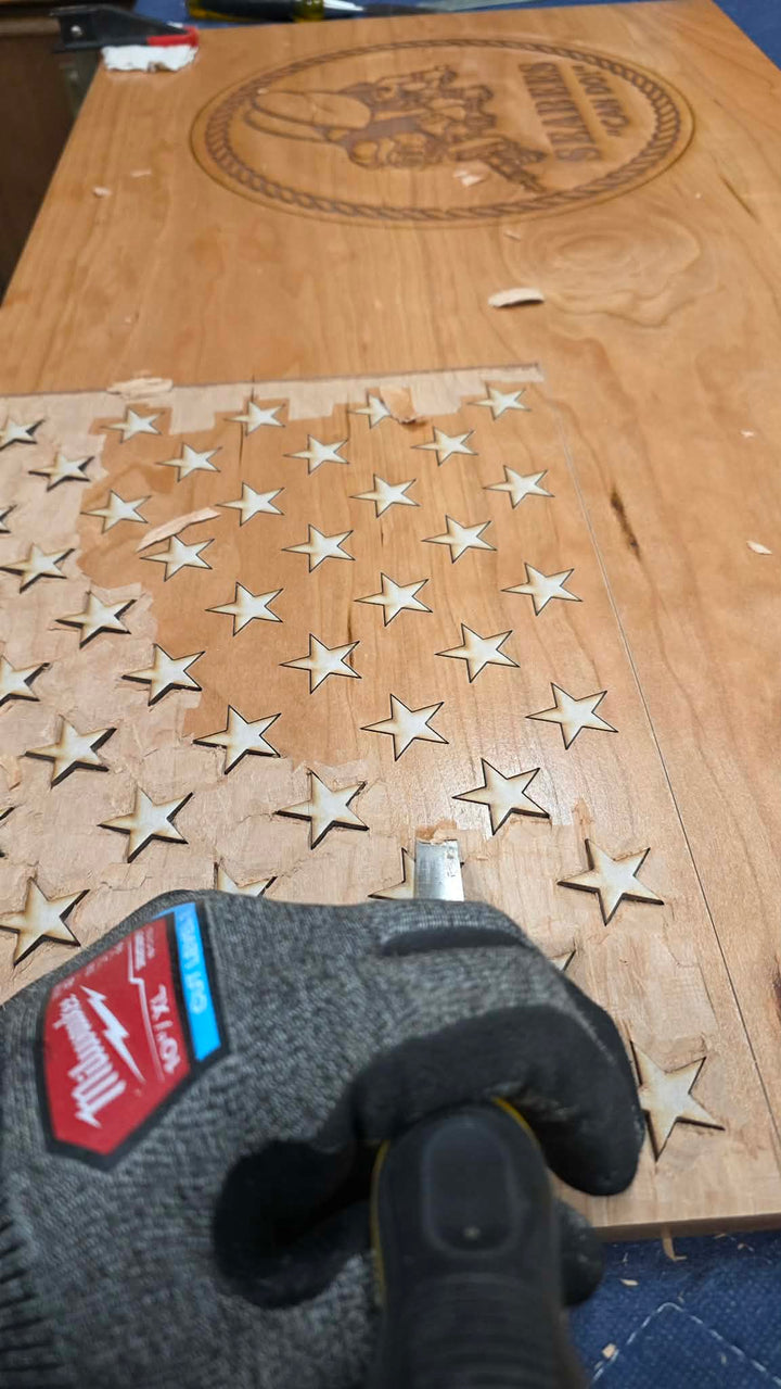 Hand Chiseled Rustic Wooden American Flag | American Grains | Handmade in the USA