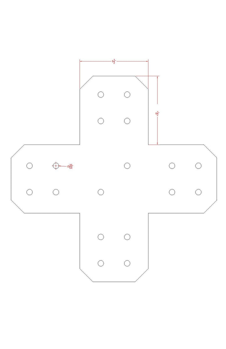8" Chamfered Steel X Bracket: Pergola Post Support