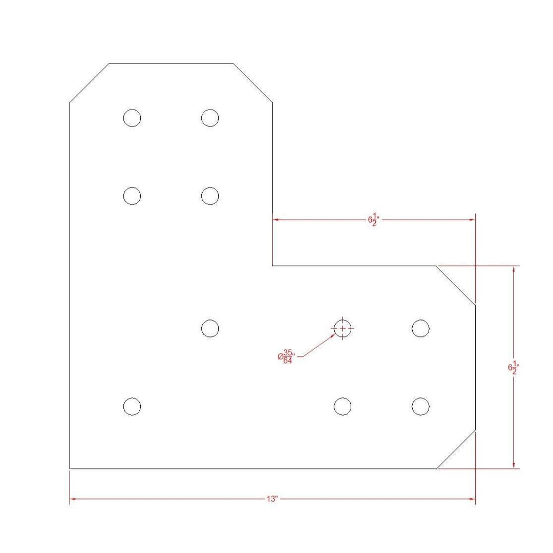 Chamfered Design L Bracket for 8" Post, 8x8 L Support Bracket, Pergola Bracket, 8 inch Post Bracket, 8x8 L Bracket, Truss Plate