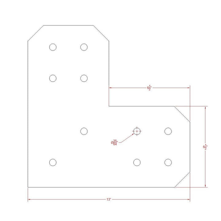 Chamfered Design L Bracket for 8" Post, 8x8 L Support Bracket, Pergola Bracket, 8 inch Post Bracket, 8x8 L Bracket, Truss Plate