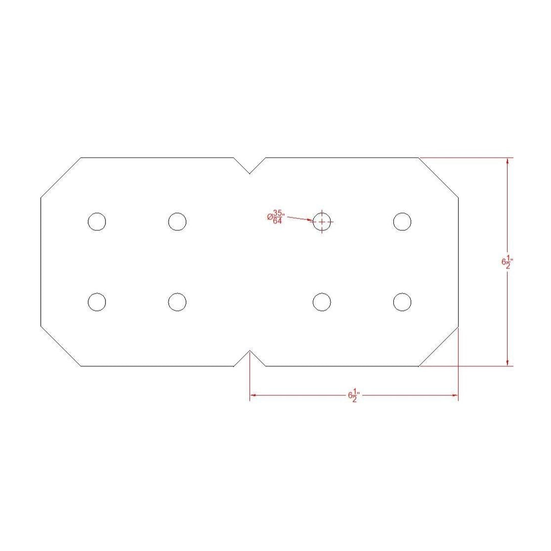 8x8 Chamfered 90 Degree Steel Bracket - Wood Post Pergola Support