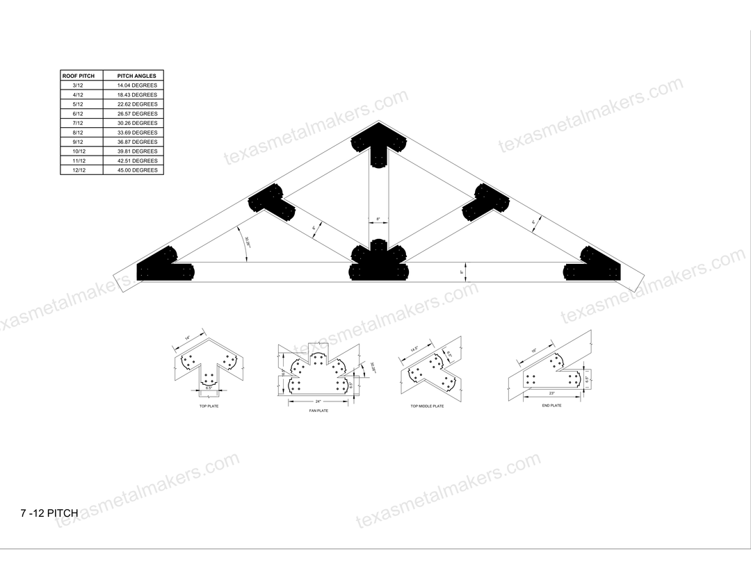 Decorative Design Timber Truss Brackets for 8x8 Posts, 8" Timber Truss Brackets, 8x8 Fan Bracket
