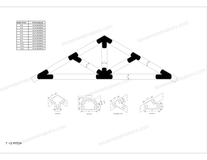 Chamfered Design Dog Eared Timber Truss Brackets for 8x8 Posts, 8" Timber Truss Brackets