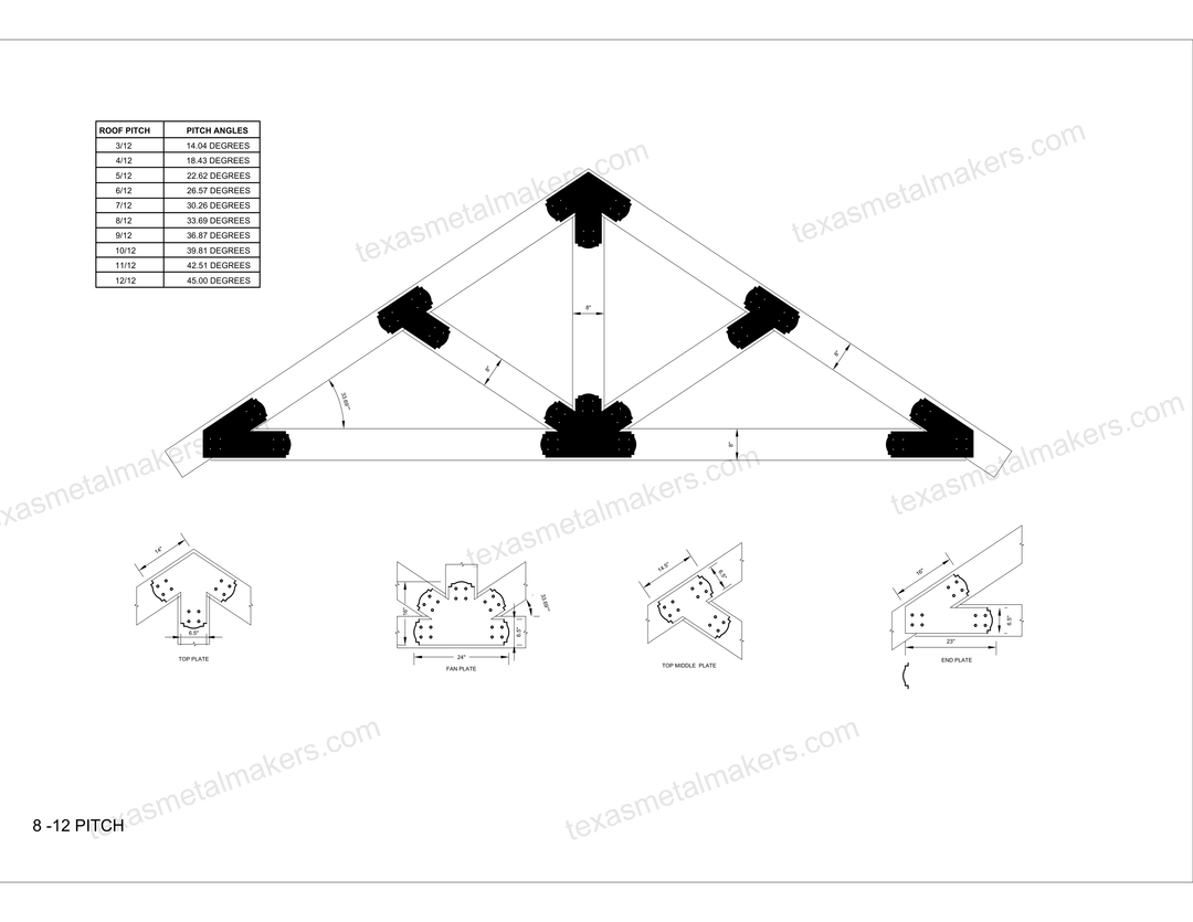 Decorative Design Timber Truss Brackets for 8x8 Posts, 8" Timber Truss Brackets, 8x8 Fan Bracket