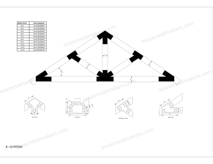 Structural Design Timber Truss Brackets for 8x8 Posts, 8" Timber Truss Bracket, 8x8 Fan Bracket