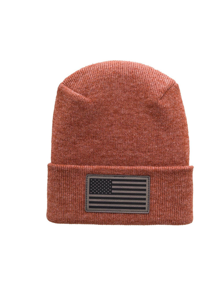 American Flag Beanie - H-Stitch Circular Knit Cuffed Beanie - Patented Design and Made in USA