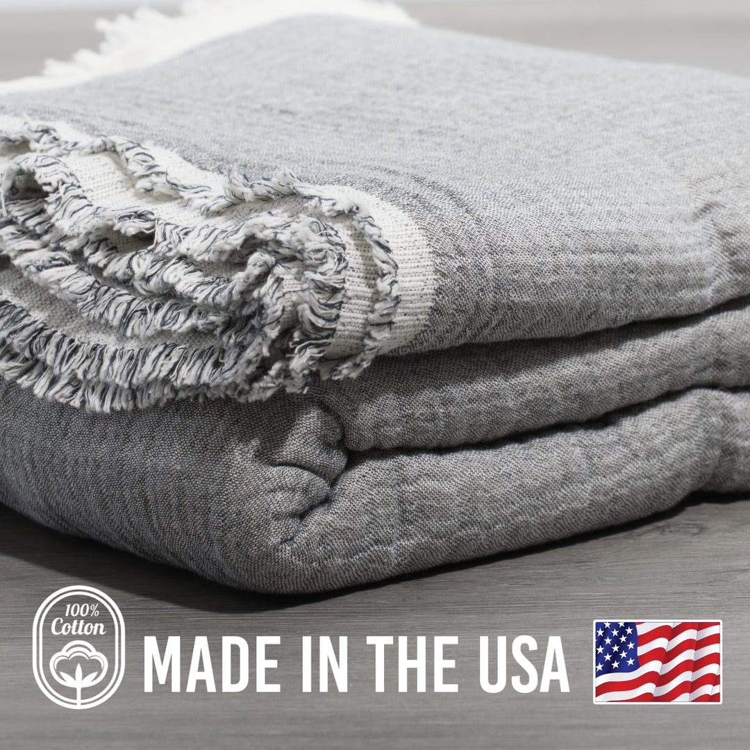 100% Cotton Reversible Muslin Coverlet 80" x 102"