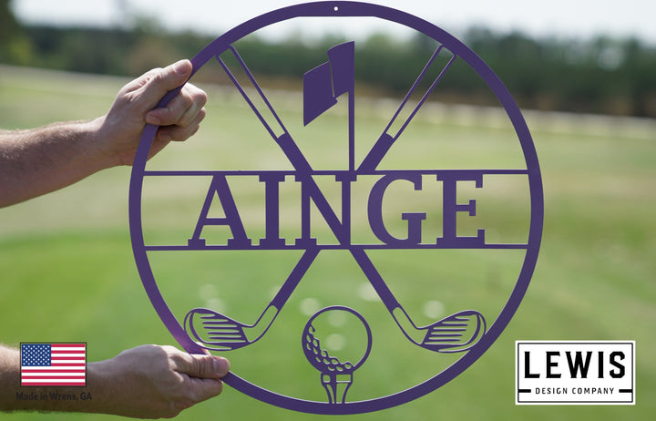 Personalized Golf Monogram Metal Sign | Custom Sports Decor