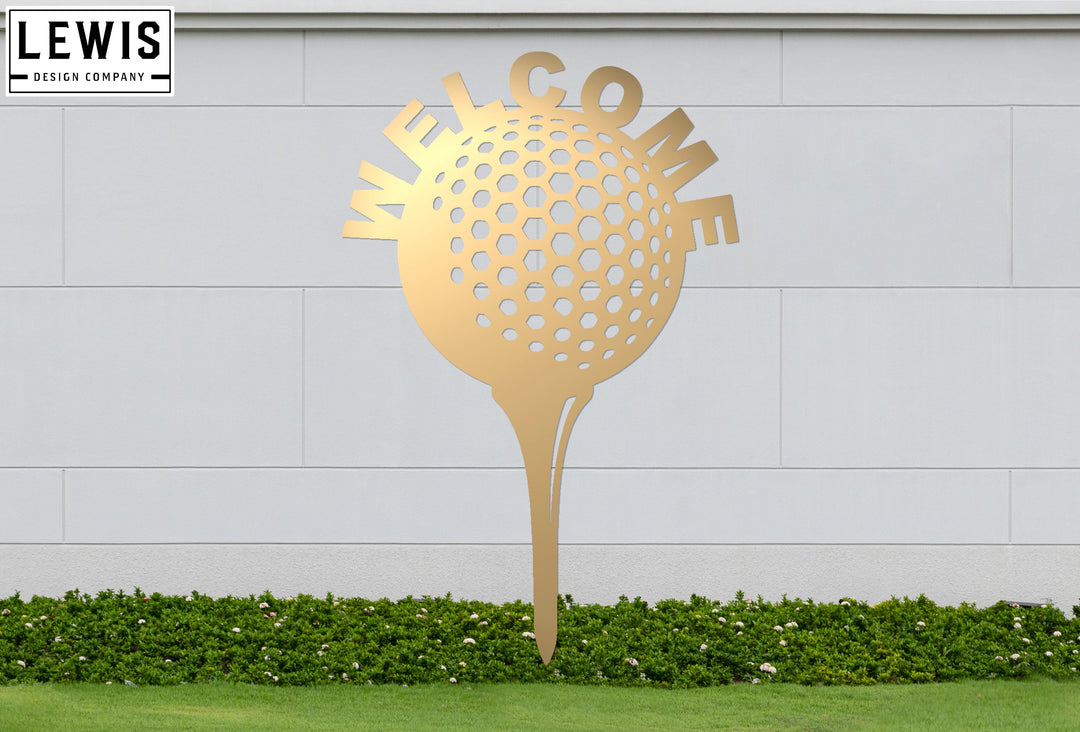 Golf Ball and Tee Welcome Sign