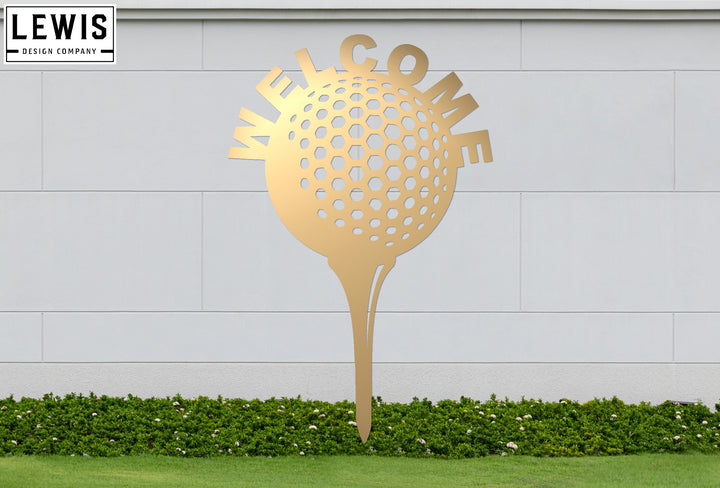 Golf Ball and Tee Welcome Sign