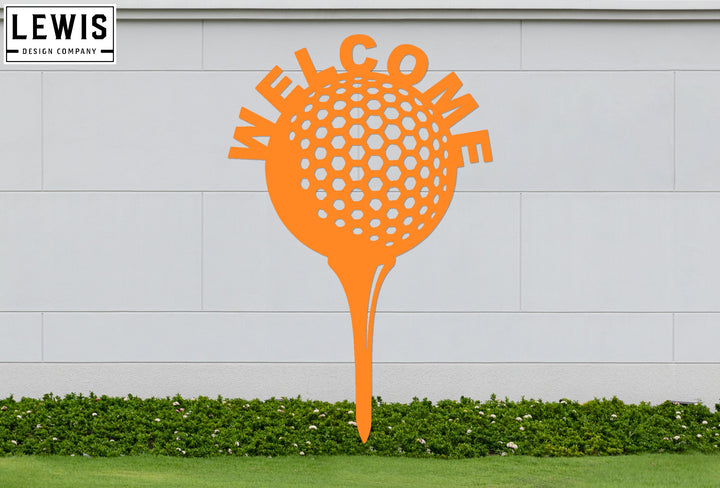 Golf Ball and Tee Welcome Sign