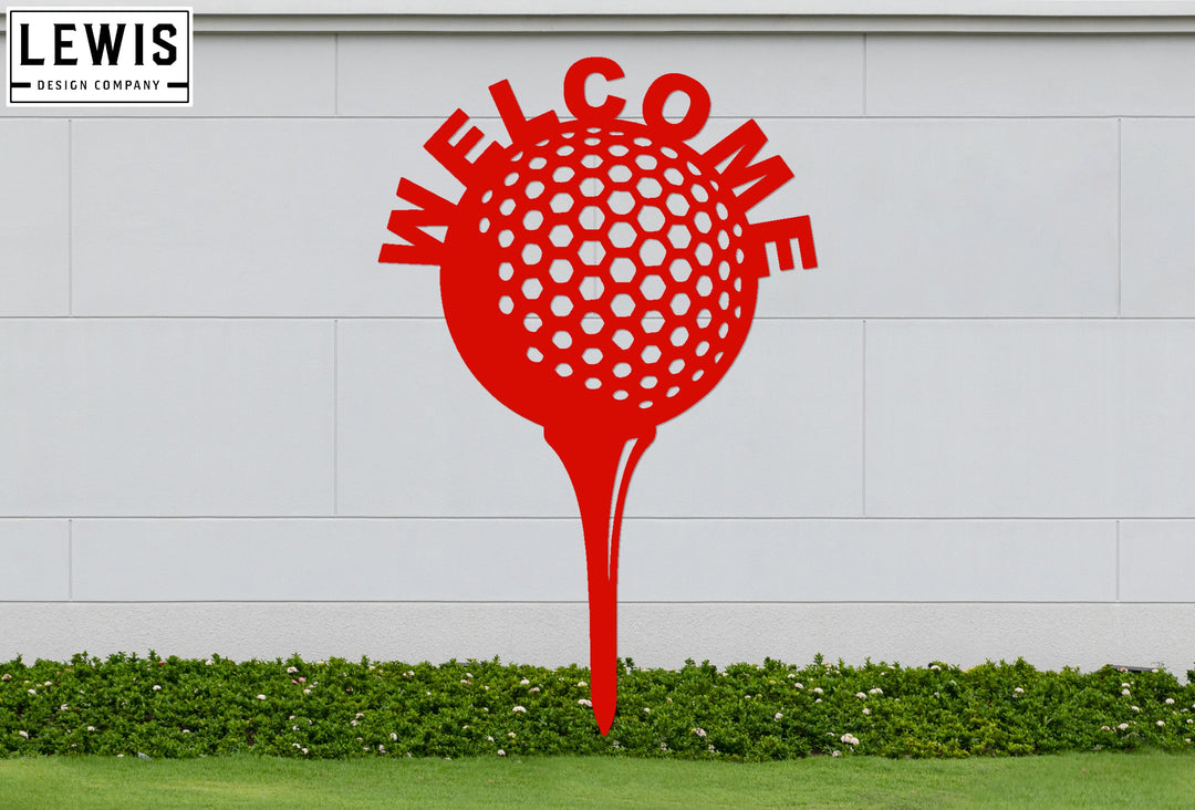 Golf Ball and Tee Welcome Sign