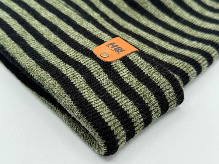 HAAKWEAR Traditional Classic RORO Cuffed Beanie / Hat - Black / Green, Made in USA