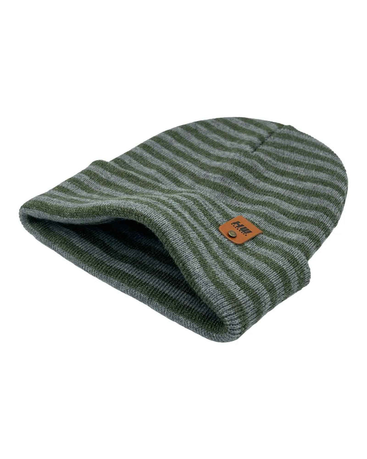 HAAKWEAR Traditional Classic RORO Cuffed Beanie / Hat - Gray / Green, Made in USA