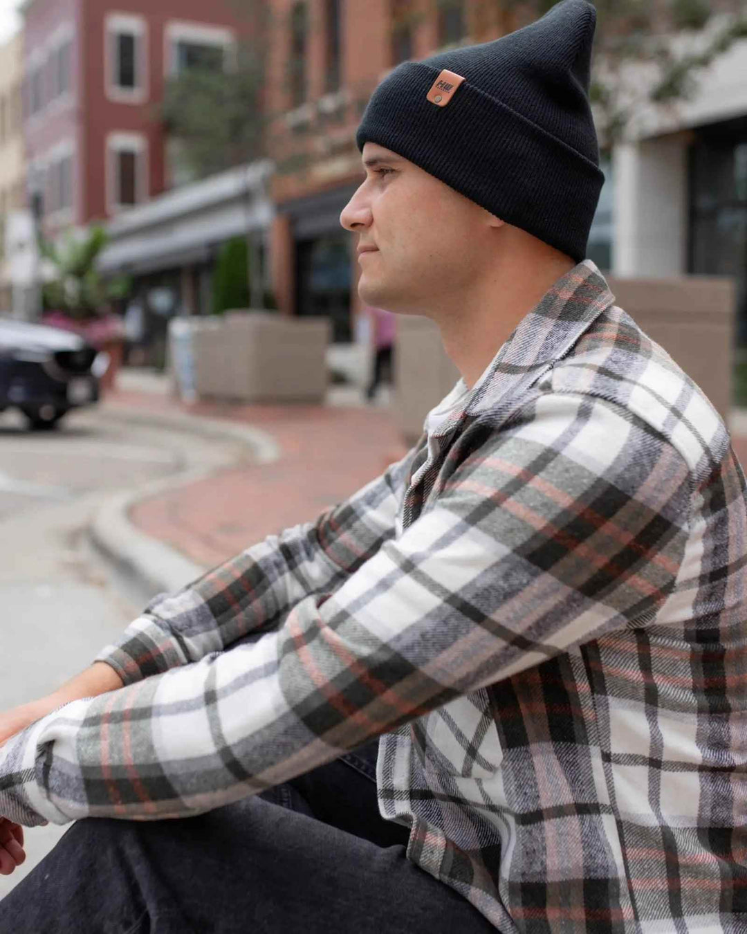 HAAKWEAR Traditional Charcoal Black Beanie | Classic Cuffed Knit Hat | Made in USA