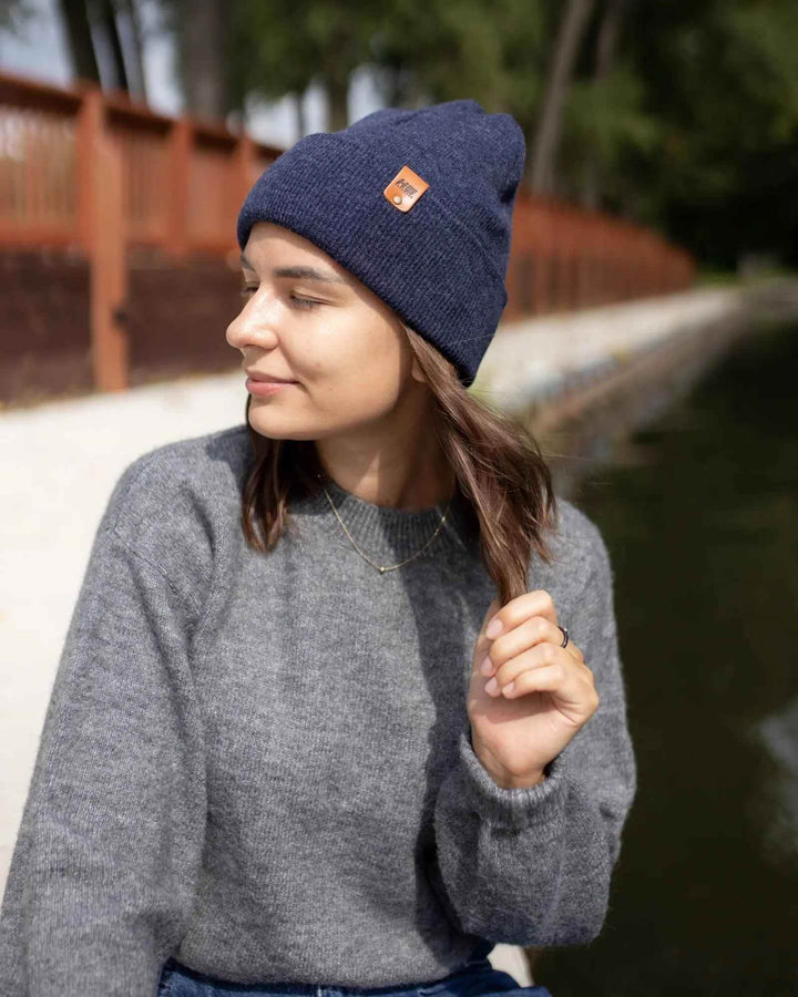 HAAKWEAR Traditional Denim Blue Beanie | Classic Cuffed Knit Hat | Made in USA