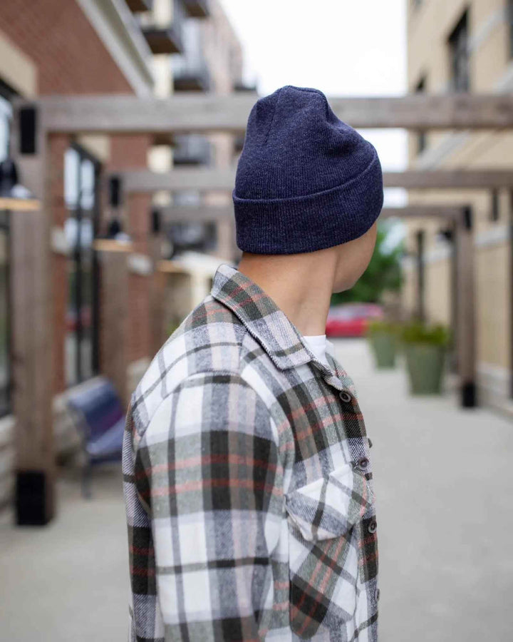 HAAKWEAR Traditional Denim Blue Beanie | Classic Cuffed Knit Hat | Made in USA