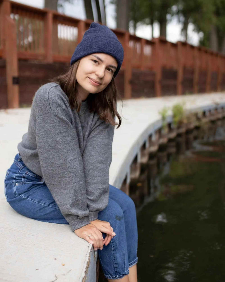 HAAKWEAR Traditional Denim Blue Beanie | Classic Cuffed Knit Hat | Made in USA