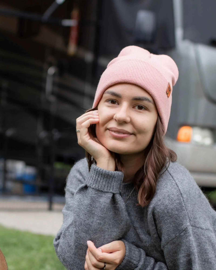 HAAKWEAR Traditional Pearl Pink Beanie | Classic Cuffed Knit Hat | Made in USA