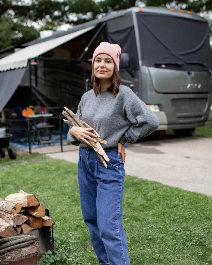 HAAKWEAR Traditional Pearl Pink Beanie | Classic Cuffed Knit Hat | Made in USA