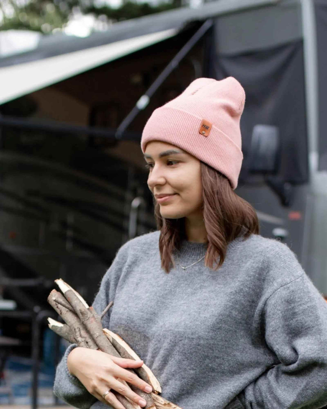HAAKWEAR Traditional Pearl Pink Beanie | Classic Cuffed Knit Hat | Made in USA