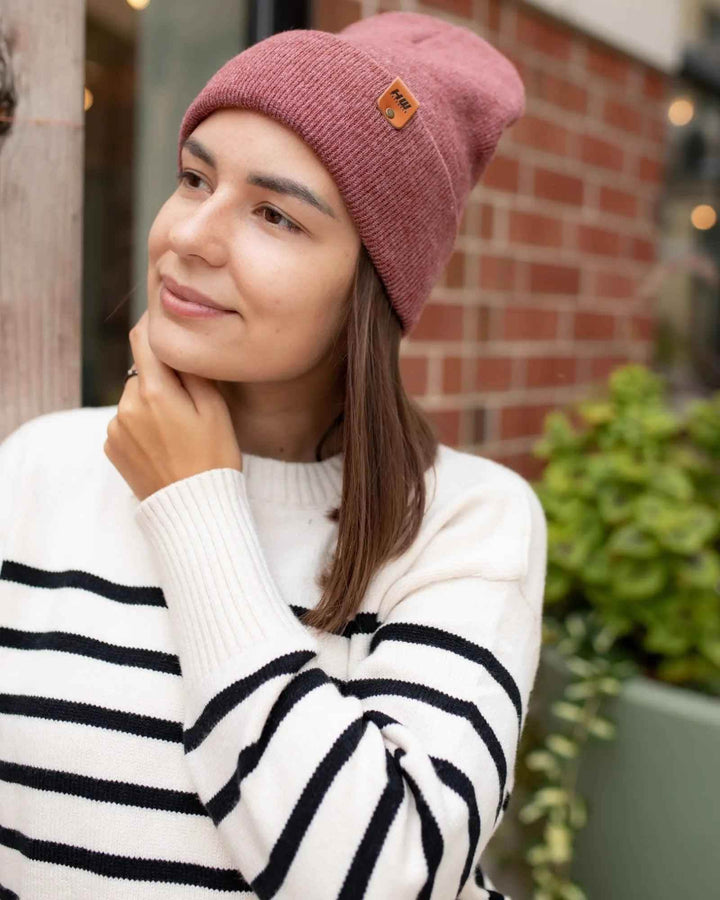 HAAKWEAR Traditional Rusty Burgundy Beanie | Classic Cuffed Knit Hat | Made in USA