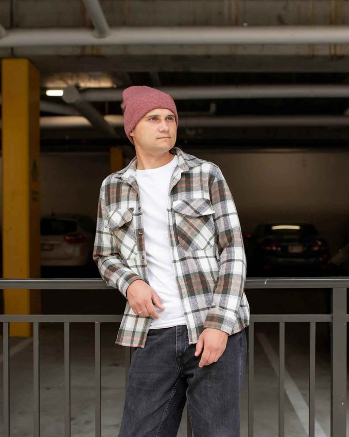 HAAKWEAR Traditional Rusty Burgundy Beanie | Classic Cuffed Knit Hat | Made in USA