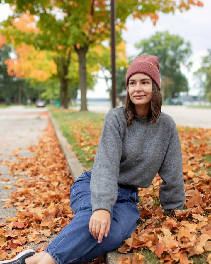 HAAKWEAR Traditional Rusty Burgundy Beanie | Classic Cuffed Knit Hat | Made in USA