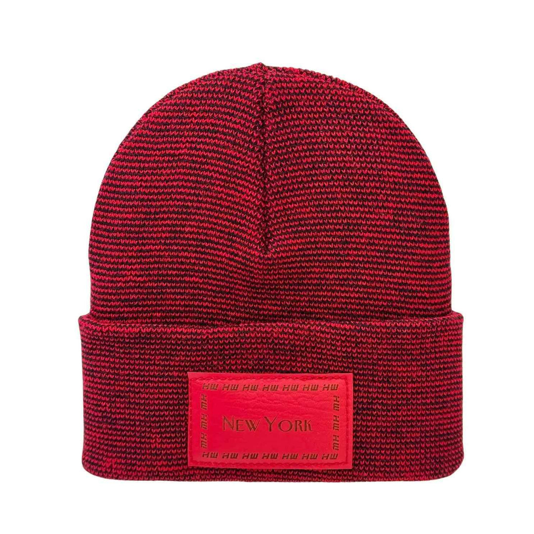 Haakwear Traditional New York Classic Fusion Cuffed Beanie / Hat, Made in USA (Limited Edition) - Black / Red Fusion