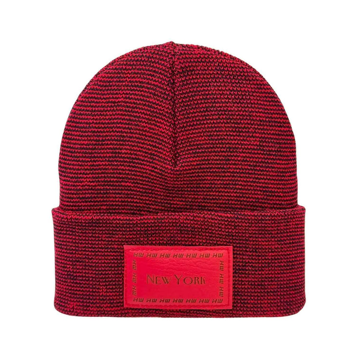 Haakwear Traditional New York Classic Fusion Cuffed Beanie / Hat, Made in USA (Limited Edition) - Black / Red Fusion