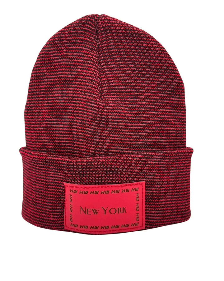 Haakwear Traditional New York Classic Fusion Cuffed Beanie / Hat, Made in USA (Limited Edition) - Black / Red Fusion