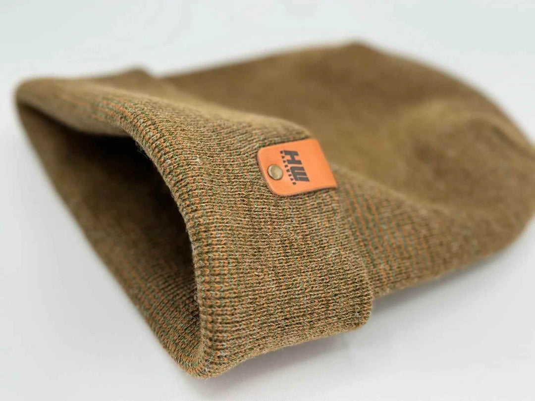 Haakwear H Stitch Fusion Cuffed Beanie / Hat (Patent Design) Brown / Green, Made in USA