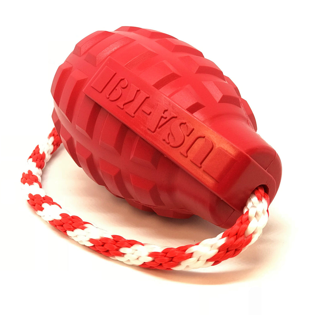 USA-K9 Grenade Rubber Dog Chew Toy | K9 Handler Reward Toy | Blue | USA Made