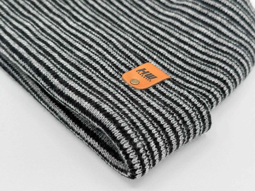 HAAKWEAR H-Stitch™ Contrast Cuffed Beanie – Black/Gray | Made in USA | Trending Ski &amp; Snowboard Beanie