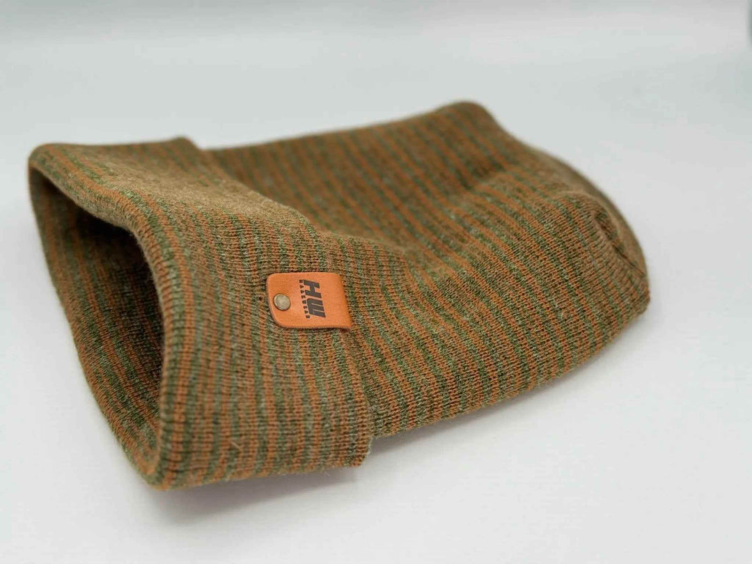 Haakwear H-Stitch Trending Men’s Beanie – Modern Cuffed Beanie | Brown &amp; Green Contrast | Made in USA