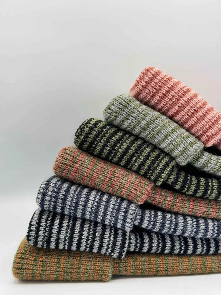 Haakwear H-Stitch Trending Men’s Beanie – Modern Cuffed Beanie | Brown &amp; Green Contrast | Made in USA