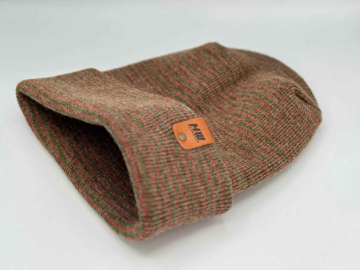 HAAKWEAR H-Stitch Contrast Cuffed Beanie – Burgundy/Green | Made in USA | Viral TikTok Winter Hat 2025