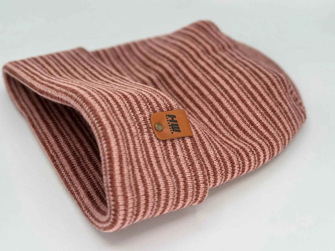 HAAKWEAR H-Stitch Cuffed Beanie - Trending Men’s &amp; Women’s Beanie | Burgundy/Pink Contrast | Made in USA