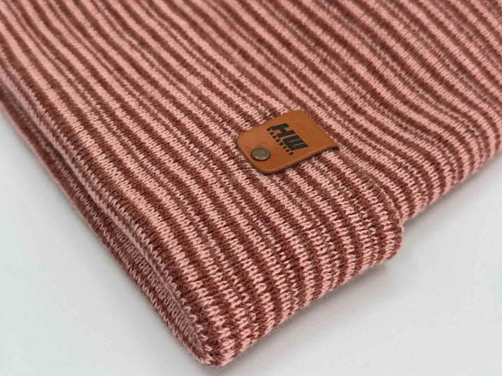 HAAKWEAR H-Stitch Cuffed Beanie - Trending Men’s &amp; Women’s Beanie | Burgundy/Pink Contrast | Made in USA