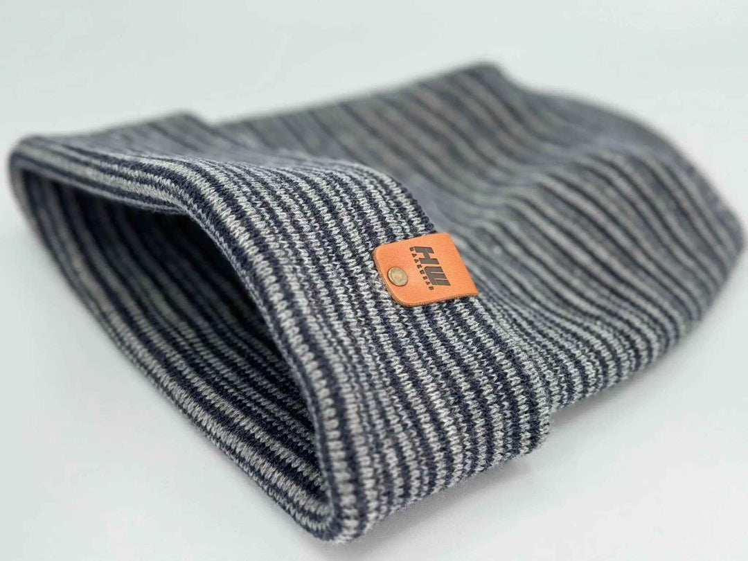 HAAKWEAR H-Stitch Contrast Cuffed Beanie – Gray/Denim | Made in USA | viral Ski &amp; Snowboard Beanie