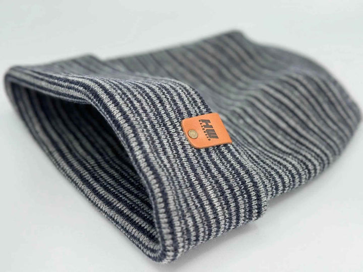 HAAKWEAR H-Stitch Contrast Cuffed Beanie – Gray/Denim | Made in USA | viral Ski &amp; Snowboard Beanie