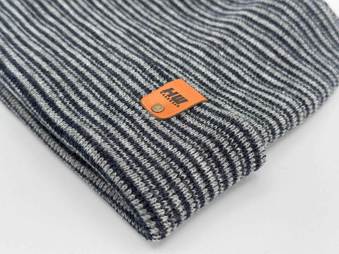 HAAKWEAR H-Stitch Contrast Cuffed Beanie – Gray/Denim | Made in USA | viral Ski &amp; Snowboard Beanie