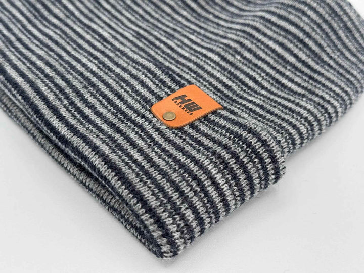 HAAKWEAR H-Stitch Contrast Cuffed Beanie – Gray/Denim | Made in USA | viral Ski &amp; Snowboard Beanie